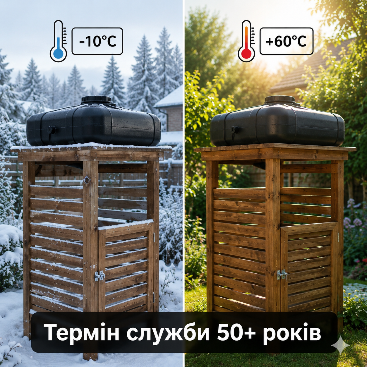 Бак для душу взимку і влітку — термін служби 50+ років